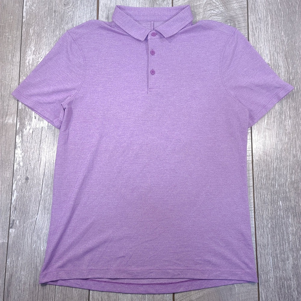 Lululemon Evolution Polo Shirt Mens Medium Purple Short Sleeve Activewear